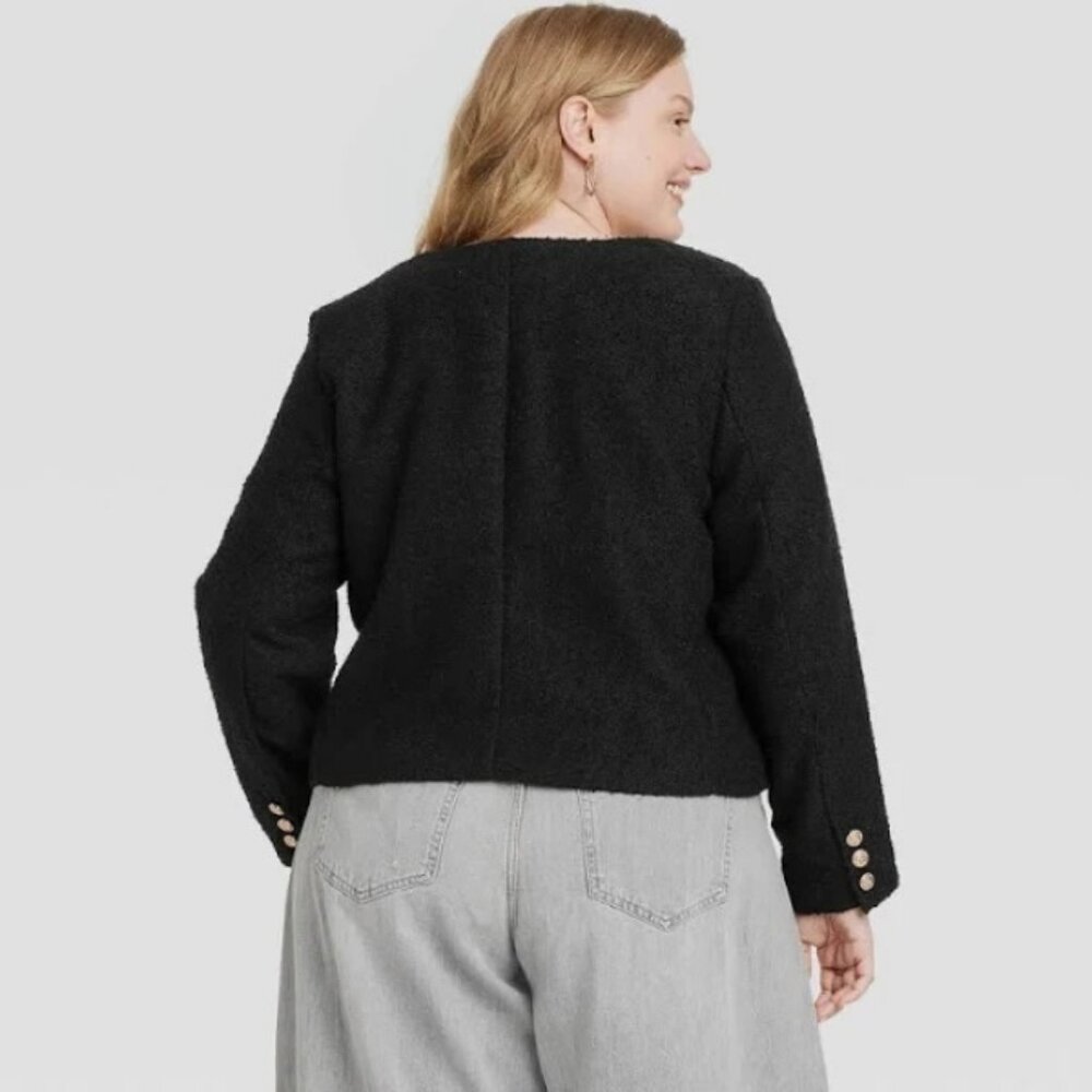 Women's Button-Front Jacket - Universal Thread Black L - Picture 3 of 6
